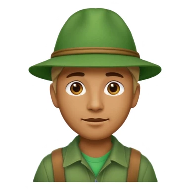 Add a mountain under the man, keep apple style emoji, no background. sticker