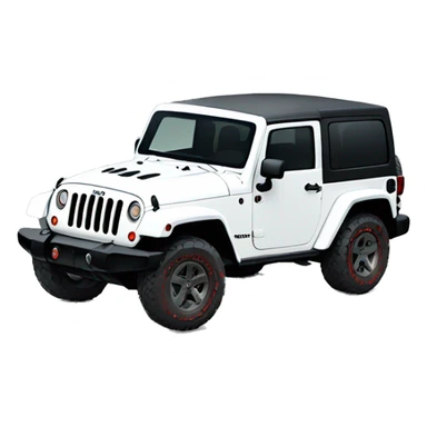 White Jeep Wrangler Rubicon with red accents  sticker
