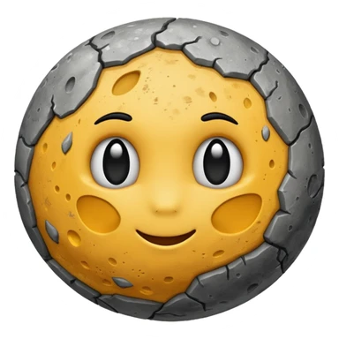 planet Mercury as a round, rocky gray ball covered in pitted marks and rough patches, slightly darker gray, emoji style sticker