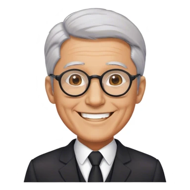 Grey haired Kim il sung grinning while wearing dark mao suit and large glasses sticker