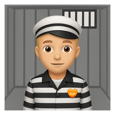 Add a simple cartoon style prison cell background to the image, keeping the style clean and simple. sticker