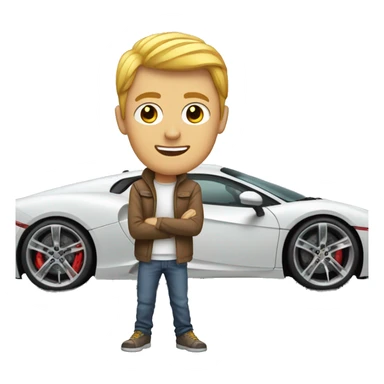 Guy in front of a sportcar  sticker