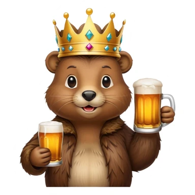 beaver with a crown on her head and a glass of beer in her hands sticker