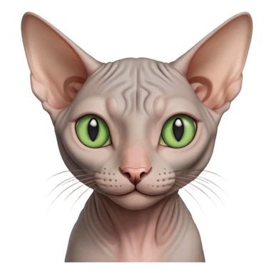 gray hairless Sphynx cat with green eyes, smiling sticker