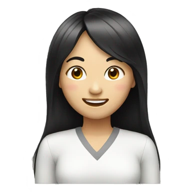 asian, woman, long black hair, bang hair, smile with teeth sticker