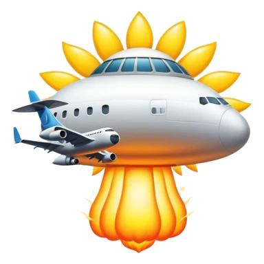 Nuclear mushroom cloud with sun and an airplane  sticker