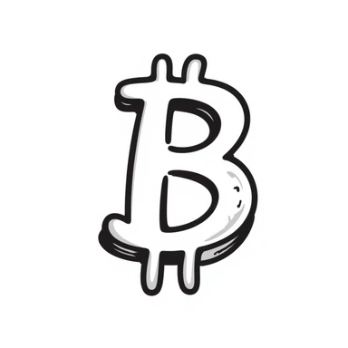bitcoin symbol, hand-drawn doodle style, black lines, playful sticker