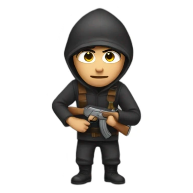 a thief man with a ak sticker