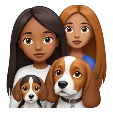 Black girl long straight hair with beagle dog sticker