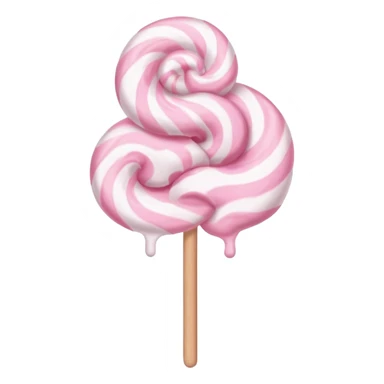 pastel pink cotton candy on a paper stick, soft and whimsical sticker