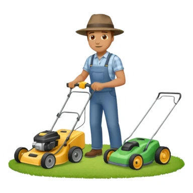 Homme tondant la pelouse sticker