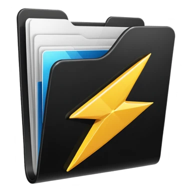 black folder flash file with a finances logo sticker