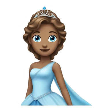 princess with tiara blue eyes and brown hair sticker
