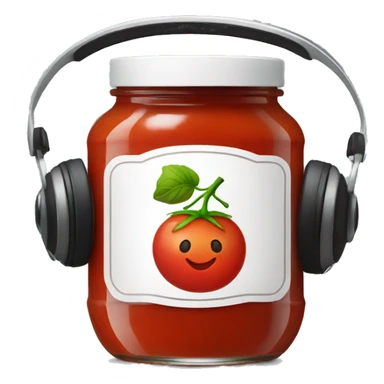 tomato sauce jar with headphones sticker