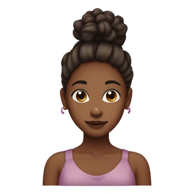 Black girl with brown eyes and coily hair in a bun with scrunchies sticker
