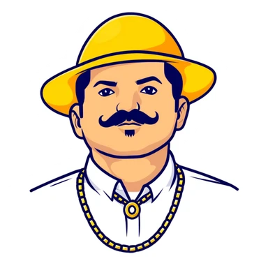 El Chapo character with distinctive mustache and flashy jewelry sticker