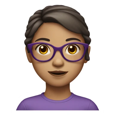 extra pale little girl in purple glasses and dark brown hair sticker