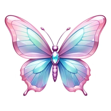 Shiny sparkly transparent pastel glass-crystal-butterfly sticker