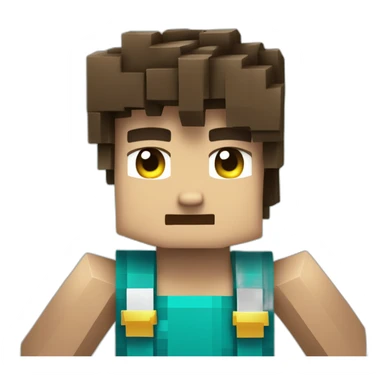 un minecraft garçon avec des cheveux turquoiseet un t sirt bleu sticker