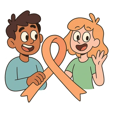 pastel orange ribbon, looped shape, calArts 2010s cartoon style sticker
