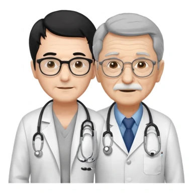 doctor black hair helping to a old man  sticker