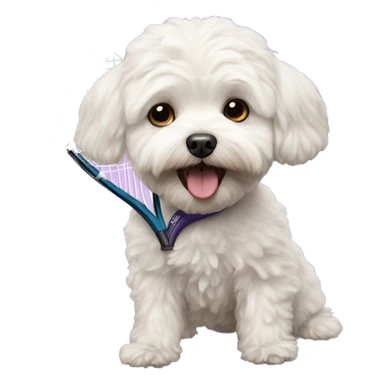 Maltipoo palying tennis sticker