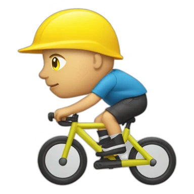 a bald white man with a yellow safety vest with a yellow bicycle helmet on a trotinette sticker