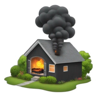 a black meat smoker in the backyard billowing smoke sticker