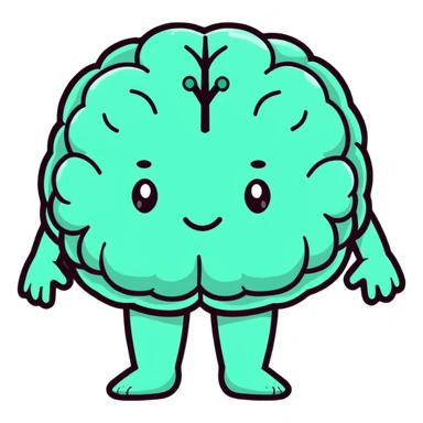 cute brain with a smiling face, arms and legs sticker