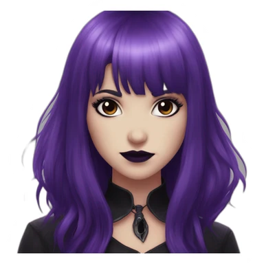 Elissabat-with-bangs-long-hair-purple-and-black-vampire-with-fangs-goth-makeup sticker