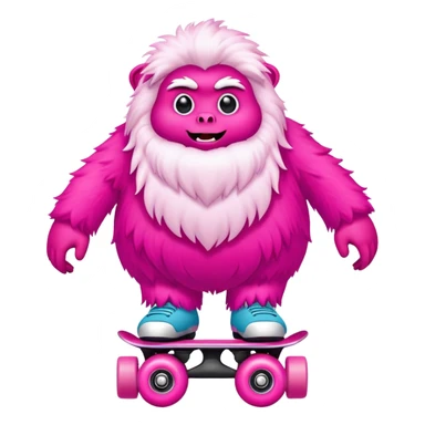 fat rainbow pink red yeti roller skating  sticker