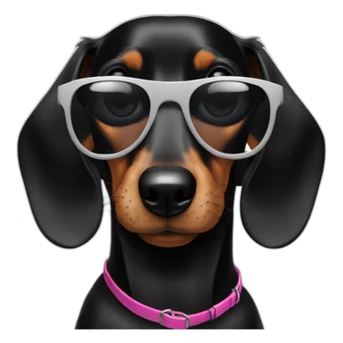 black dachshund in sunglasses head shot sticker