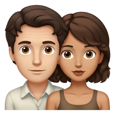 White man dark brown hair tall and shrt tan girl brown wavy hair couple  sticker