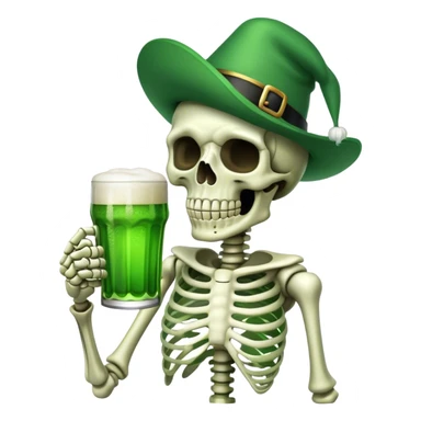 A skeleton celebrating St. Patrick’s Day sticker