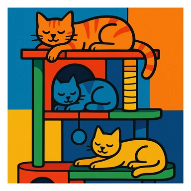 cats relaxing in a vertical playhouse sticker