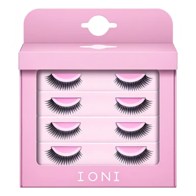 ioni false lash strips in a box packaging pink sticker
