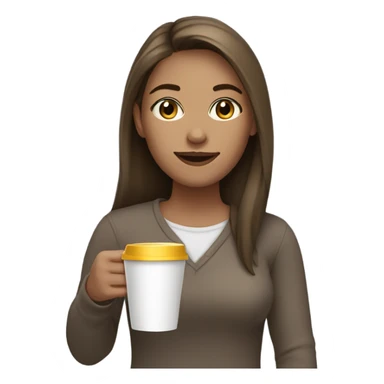Pretty Pale brunette straight hair drinking coffee sticker
