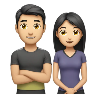 couple asian training together sticker