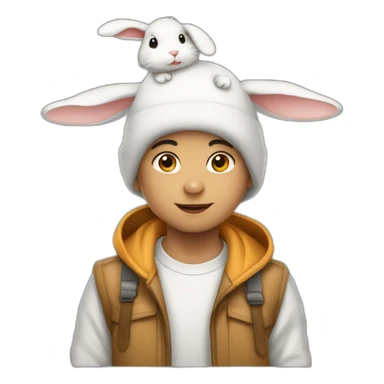 niño con gorro blanco con orejas de conejo sticker