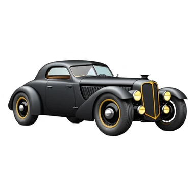  the animated series Batmobile loosely based on 1936 cord 812 (flat long square body) stealthy understated rat rod  sticker