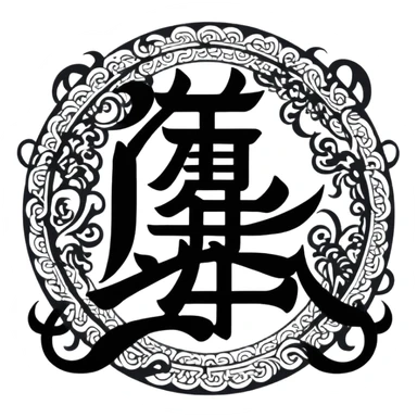 Chinese or Japanese characters 血威華我 with dramatic, powerful imagery sticker