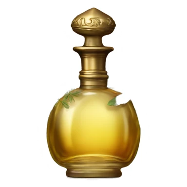 Antique oil perfume bottle with herbal and flowers sticker