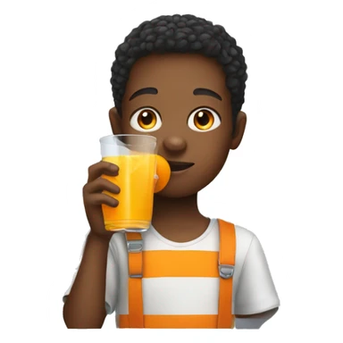 kid drinking orange juice sticker