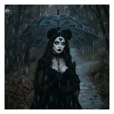 gothic heart with a black lace umbrella, professional photography style sticker