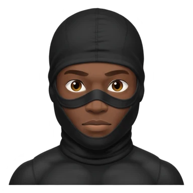 smug muscular african male black baraklava ski mask wearing guy with no top. sticker