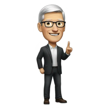 Tim Cook looking right and pointing right sticker