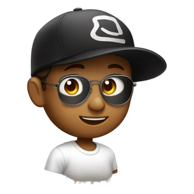 un petit garcon avec une casquette noir et une peau bronzéet un teeshirt blan sticker