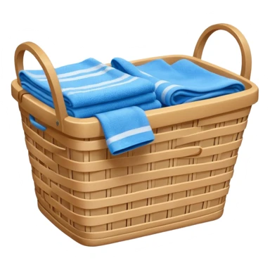 laundry basket with blue towels sticker