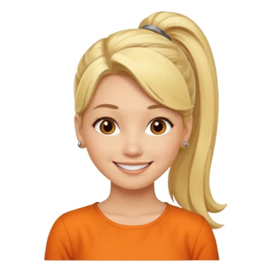 Blond woman with pony tail ane orange blouse sticker