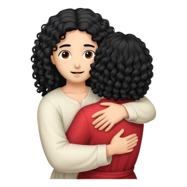 jesus  hair,liso ,hugging a woman black curly hair  sticker